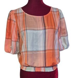 Y2K Ann Taylor Factory Orange  and White Blouse Women's Size S